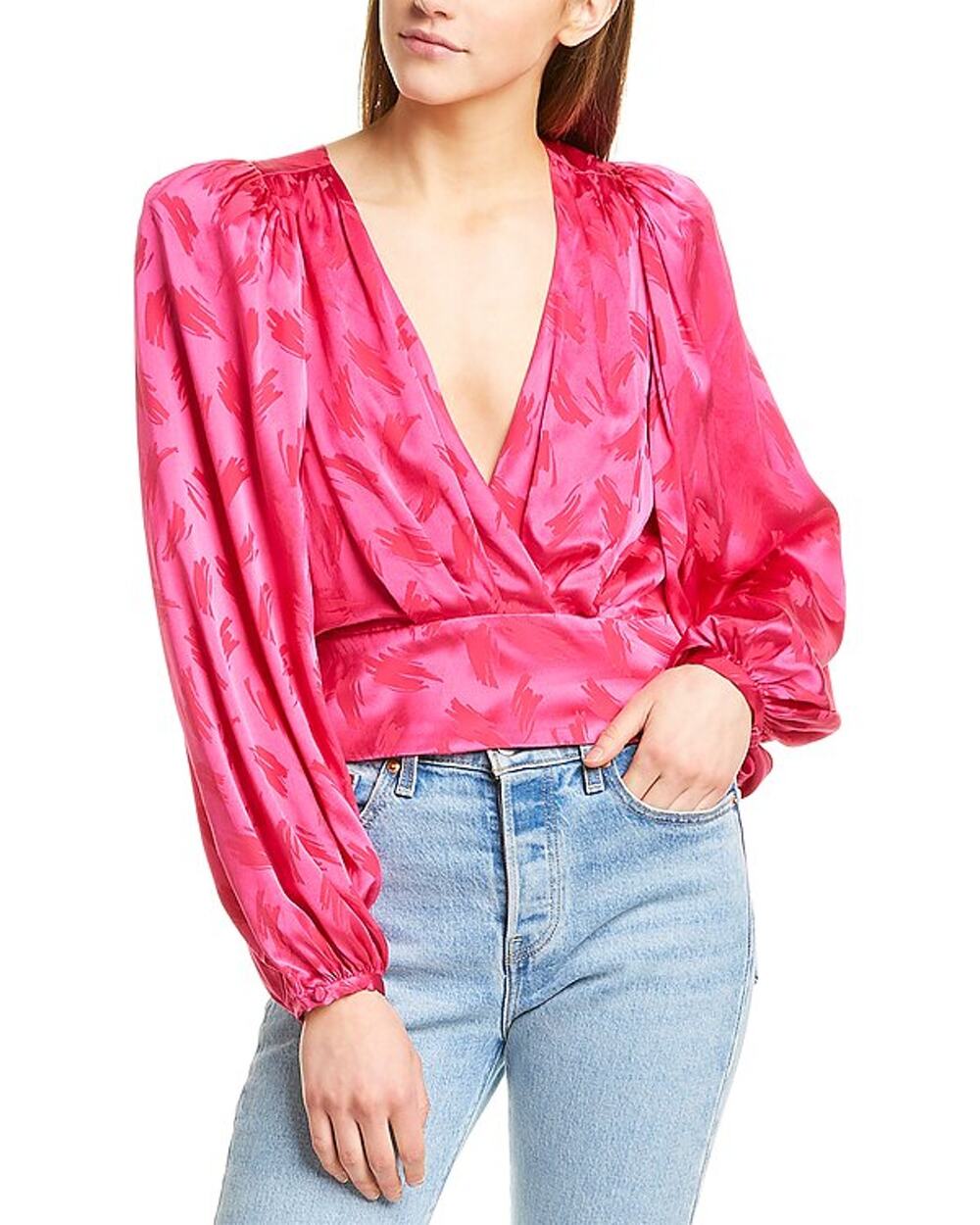 Ronny Kobo Silk Blend Fuchsia Eugina Top Size XS